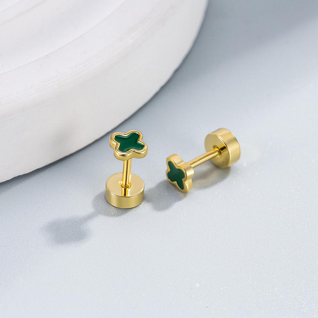 Высококлассное чувство моды Серьги с четырьмя листочками клевера Серьги Fine Tide Screw Cap Серьги для женщин