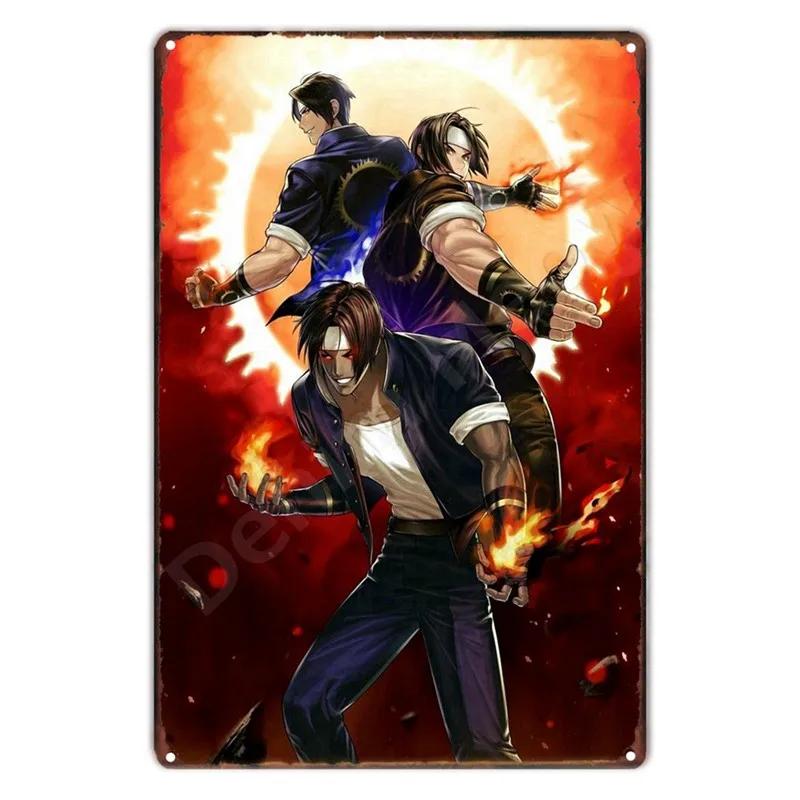 Аниме The King Of Fighters Винтажная Металлическая Табличка, Постер Настенного Искусства, Файтинги, Ретро Табличка для Бара, Клуба, Мужской Пещеры, Домашний Декор Стен