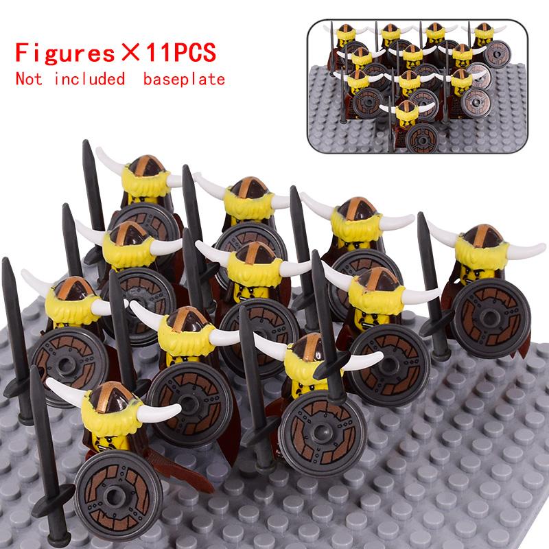 Средневековые военные наборы Фигурки пехоты Строительные блоки Солдаты Спартанский воин Рыцари Римское оружие Аксессуары Игрушки для детей