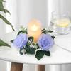 Artificial Rose Wreath Candle Ring Pillar Candle Holder Spring Green Leaves Flower Garland Home Wedding Party Table Centerpiece Decoration
