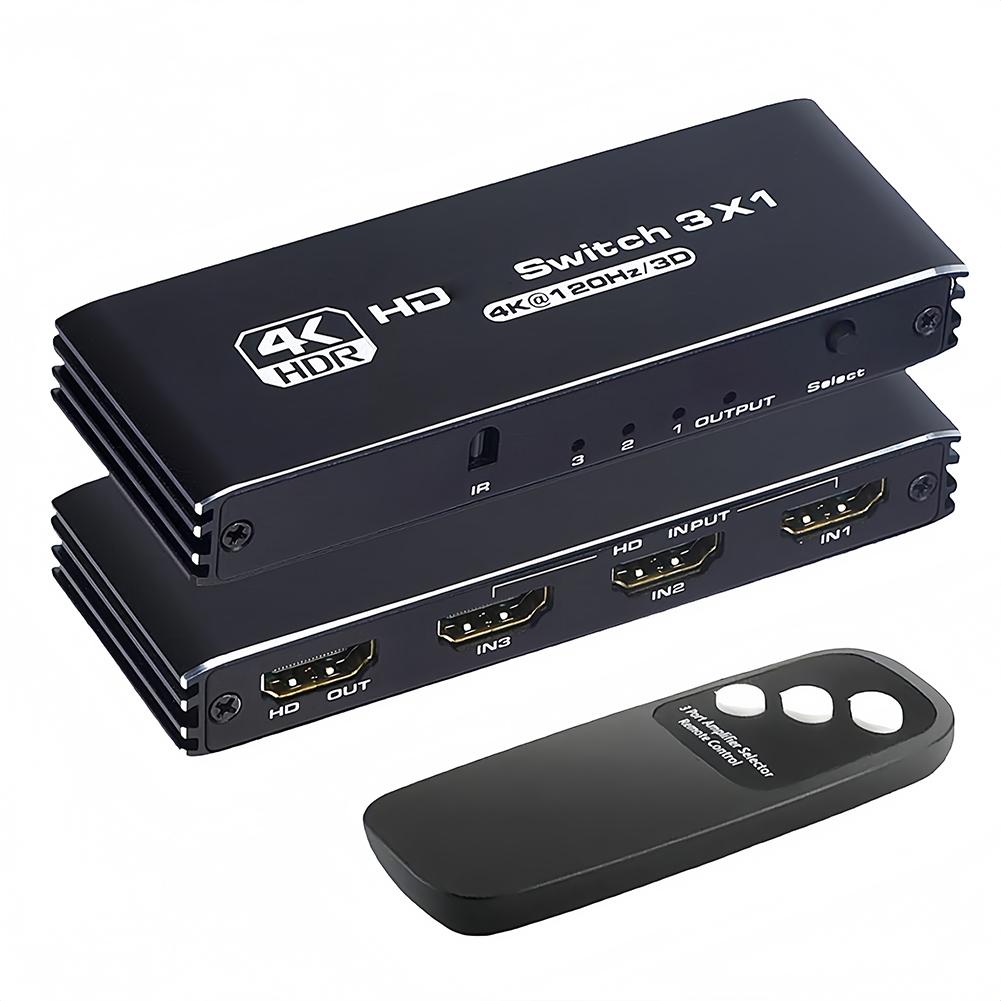 Переключатель с поддержкой HDMI Plug and Play Селекторная коробка с ИК-пультом дистанционного управления Поддержка трех режимов переключения для ПК/ТВ-приставки/PS 4/5