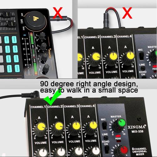 QIANRENON 90 Angle TS 6.35mm To XLR Unbalanced Microphone Cable, XLR Female To 1/4" 6.35mm TS Right Angle Mono Audio Extension Cable for Mixer Amplif