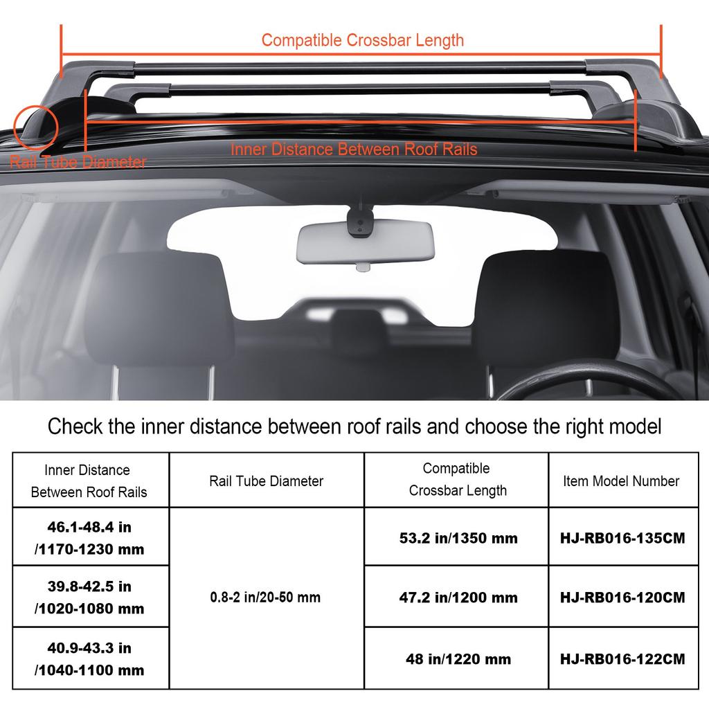 VEVOR Universal Roof Rack Crossbar Max 120.9 cm Fits Grooved Side Rails without Gap