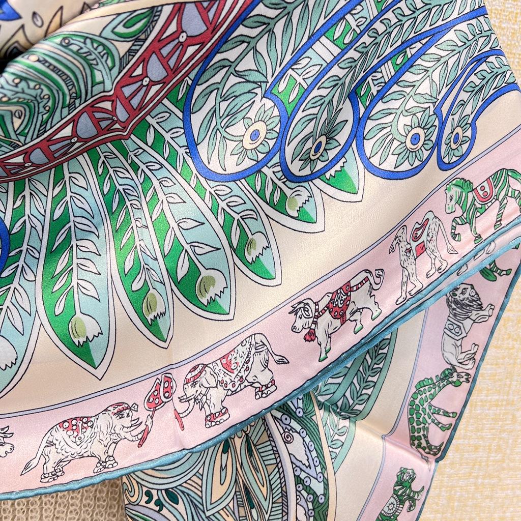 [Fresh Green Waist Drum] Elegant And Beautiful Mulberry Silk Square Scarf Silk Silk Scarf Shawl Women'S Spring