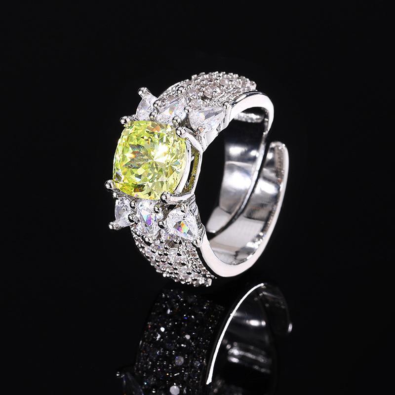 Ювелирное изумрудное кольцо, имитация рубинового кольца, розовое цирконие, кольцо Fat Square 8X8