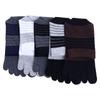 Cotton Breathable Simple Middle Tube Socks With Toes Stripe Hosiery Man Socks Five Finger Socks