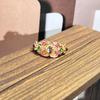 2026 Sweet and Cool Colorful Drip Glaze Temperament Court Style Retro Ring Female Flower Niche Ring