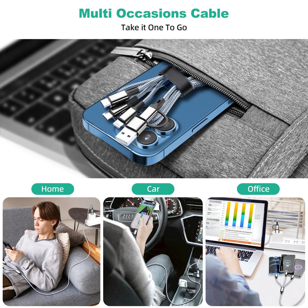 3 в 1 шнур для быстрой зарядки для iPhone Huawei Micro USB Type C кабель для зарядки 1,2 м несколько портов USB несколько шнуров USB для зарядки