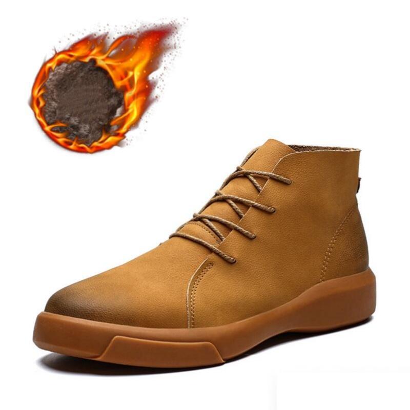 High Quality Men's Genuine Leather Boots Comfortable Sneakers Fashion Men Shoes Leather Versatile Skateboard Shoes