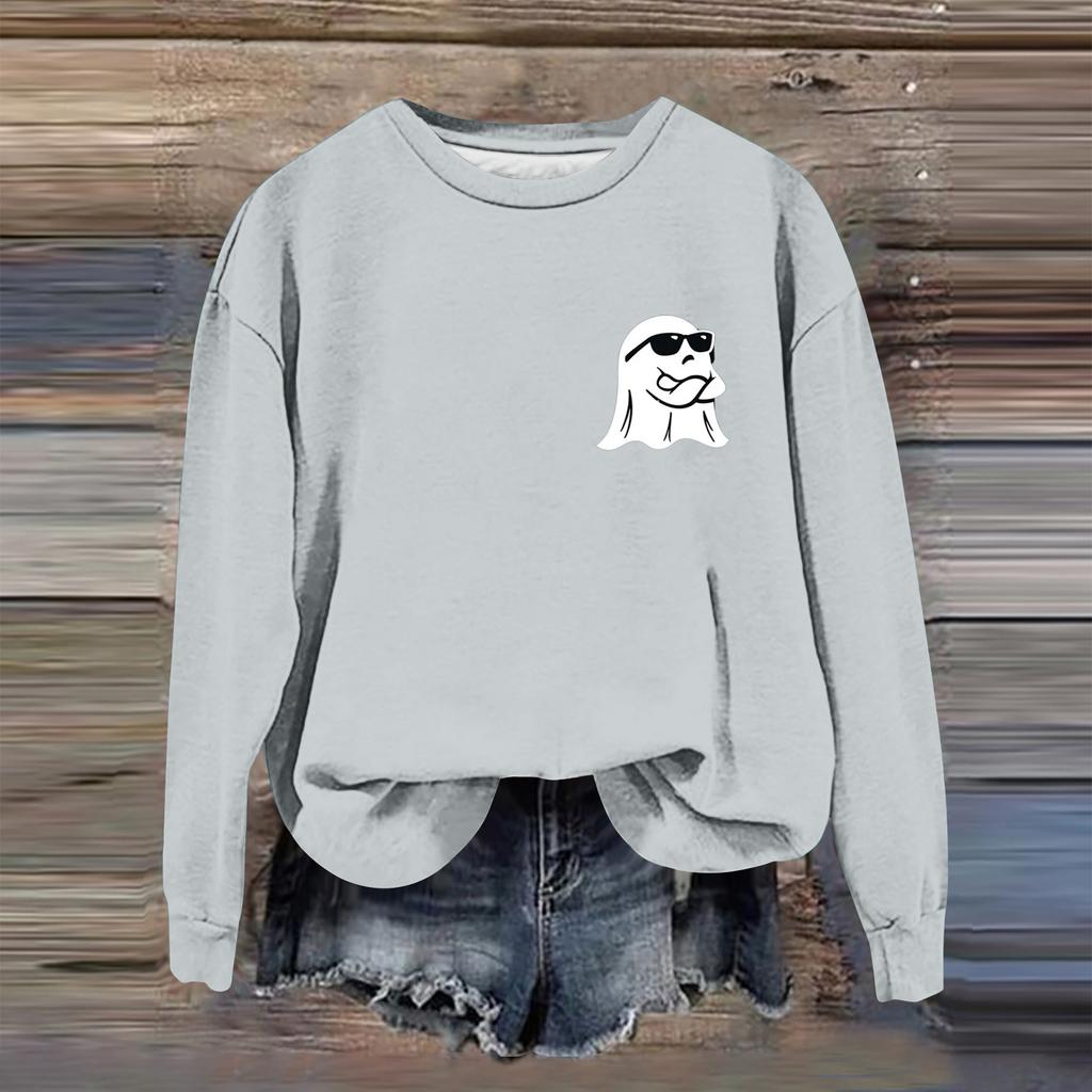 Женская модная повседневная толстовка с длинным рукавом и принтом на Хэллоуин