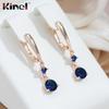 Длинные серьги-капли Kinel с синим цирконием для женщин, серьги с подвесками цвета розового золота
