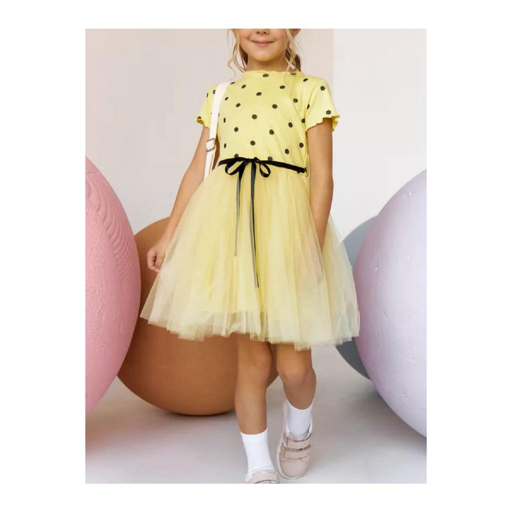 Летнее платье-пачка в горошек для маленьких девочек на день рождения