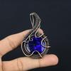 Кулон с синим сапфиром, Кулон с драгоценным камнем ручной работы, Кулон, обернутый медной проволокой 999 пробы, Антикварное украшение, Для подарка на помолвку