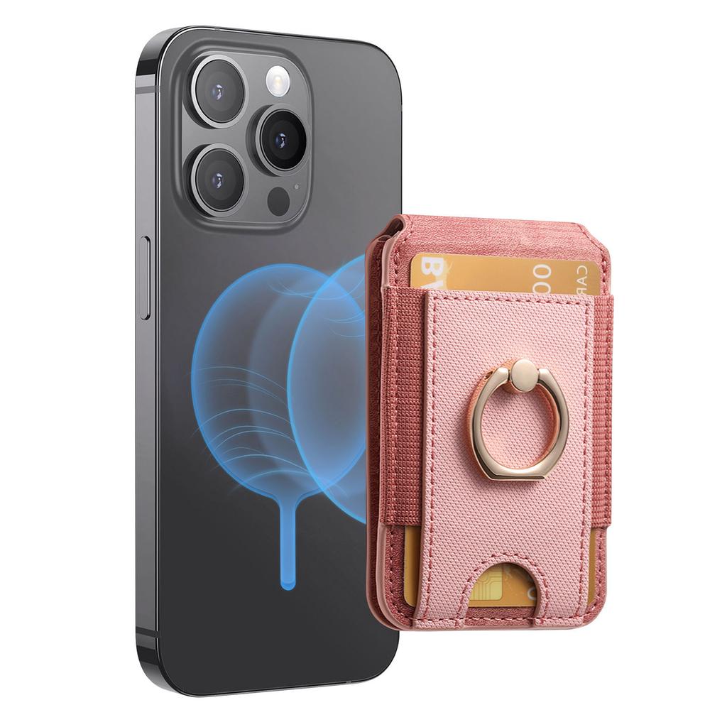 Ring Grip Strong Magnet PU Leather RFID Blocking Magnetic Card Holder Wallet for Iphone 17 16 15 14 13 12 Series Phone Wallets