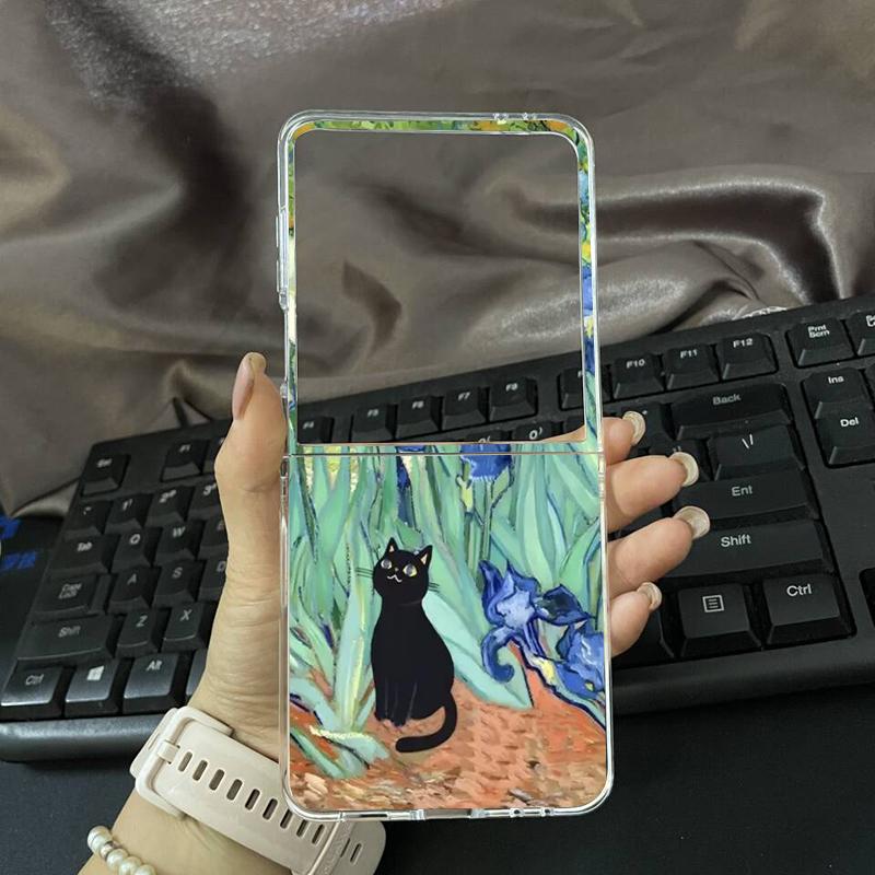 Для Samsung Z Flip 7 Милый Чехол-Кот для Samsung Galaxy Z Flip 7 5G Прозрачная Жесткая Пластиковая Складная Крышка для Z Flip 7 Чехол