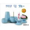 5-Piece Pet Buddhist Altar Set (Ceramics, Water Jug, Flower Vase, Offering Stand, Incense Burner, Candle Holder) Miniature, Made in Japan, Blue