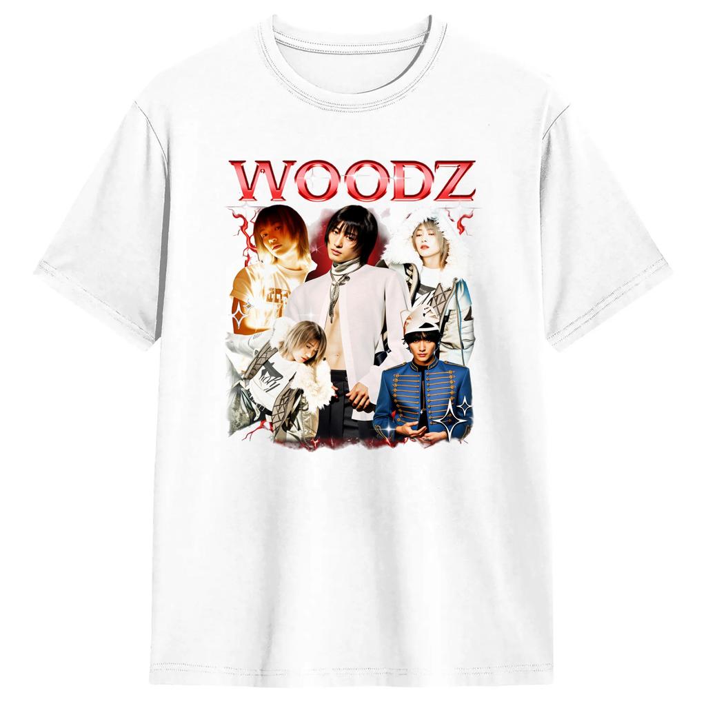 Мужские футболки WOODZ World Tour Модные хлопковые футболки с круглым вырезом и коротким рукавом Одежда больших размеров