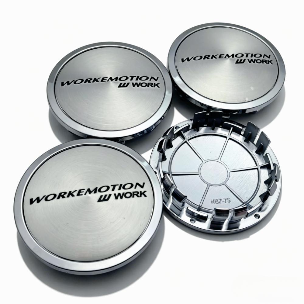 ATB1 4pcs JDM W Work Emotion Logo Emblem Car Wheel Center Caps 75MM Clips 65MM Rim Hubcaps Dust Cover Wheels Hub Cap Car Accessories