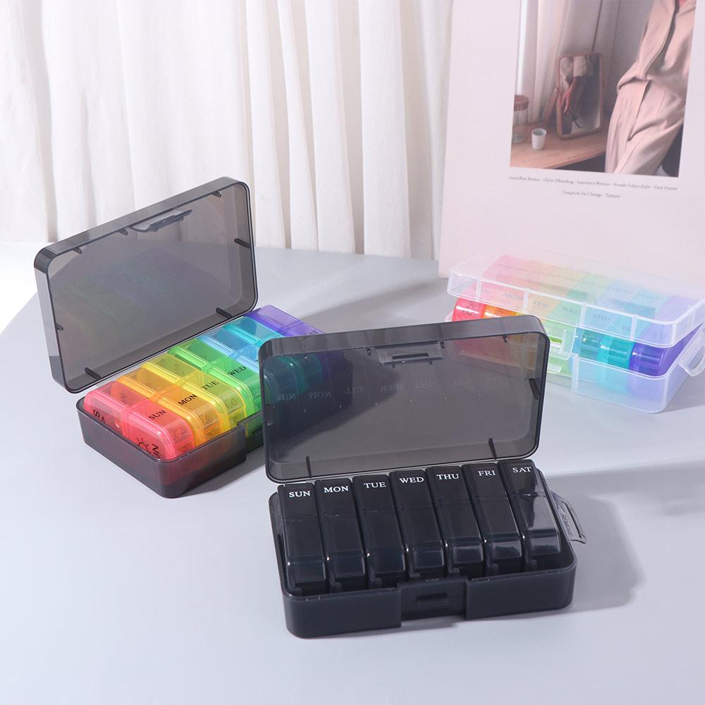 14 Grid 7-Day Pill Organizer Moisture-proof Medicine Storage Box for Travel Household