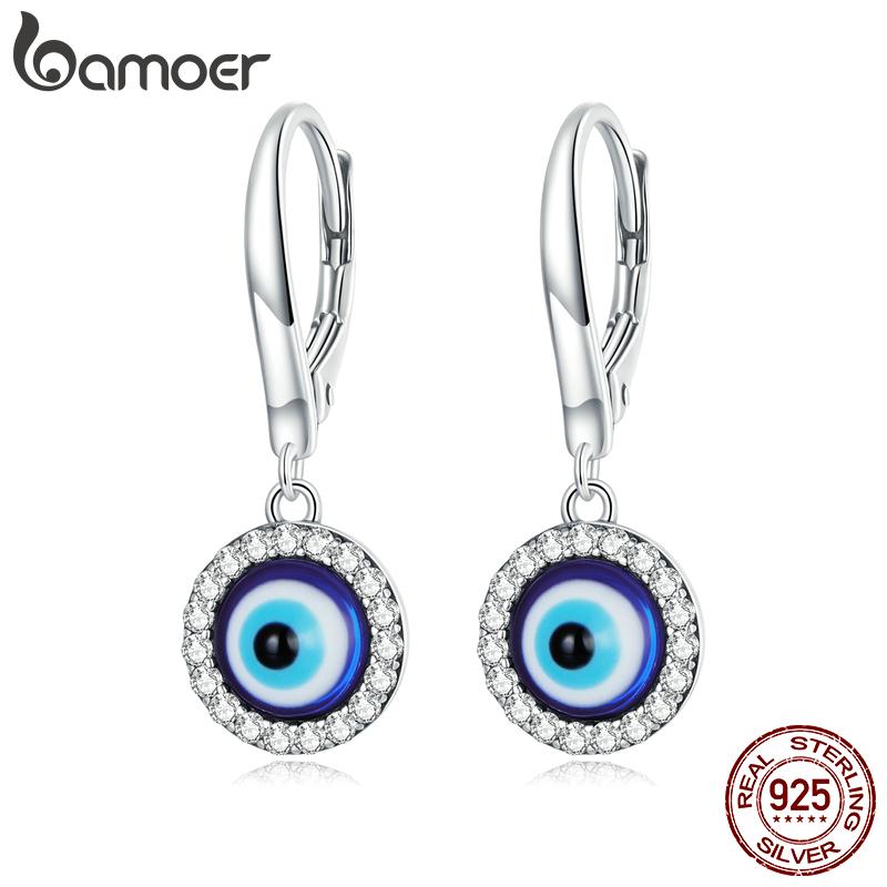 BAMOER, стерлинговое серебро 925 пробы, смола, пряжки для ушей «Демонический глаз» для женщин, серьги-подвески «Глаз демона», оригинальный дизайн, изящные ювелирные изделия, подарок
