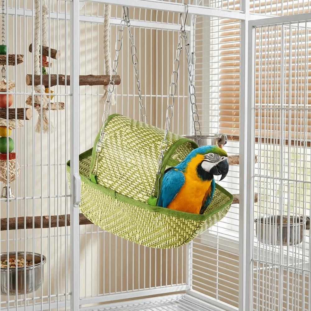 Woven Hanging Bird Nest Boat Shape Bird Swing Hammock Creative Parrot Sleeping Tent  for Parrot