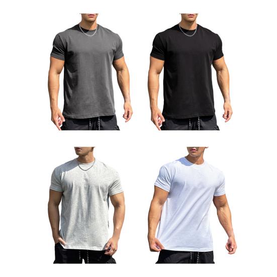 Мужские свободные спортивные футболки, летние футболки с круглым вырезом и коротким рукавом, футболки для тренировок на открытом воздухе, повседневные базовые топы для повседневной жизни, спорта и улицы