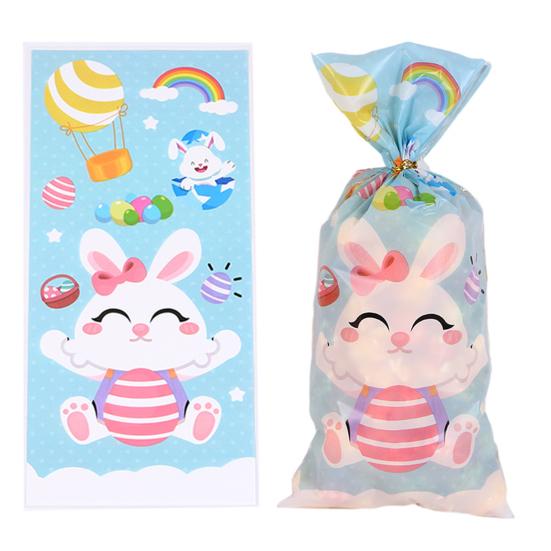 50 шт., пакеты для конфет с пасхальным кроликом, большая емкость, с мультяшным узором, милая упаковка для конфет и печенья, вечерние подарочные пакеты