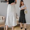 Women's Chiffon Polka Dot Midi Skirt High Waisted Long Skirt Korean Version Hip Hugging Skirt Medium Long Fish Tail Skirt