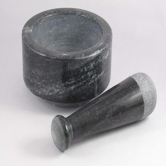 Мельница из натурального камня с пестиком-ступкой для специй, приправ, пасты гуакамоле