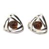 Les Trésors De Lily [P3308] - Cognac Amber 'Inspiration' Silver Earrings (rhodium-plated)