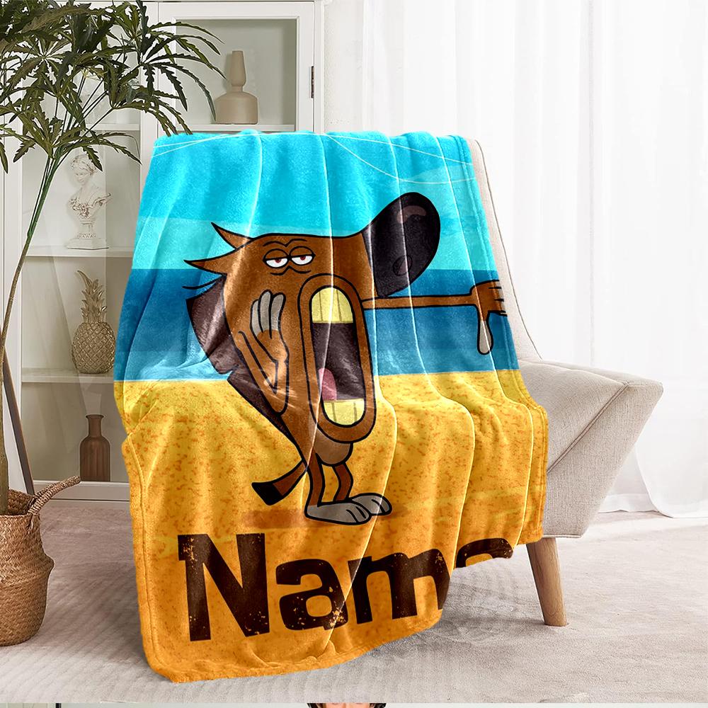 Custom Name Zig & Sharko Theme Printed Blanket - Perfect for Couch, Bed, Travel & Outdoor Use | Machine Washable, Cozy & Durable.