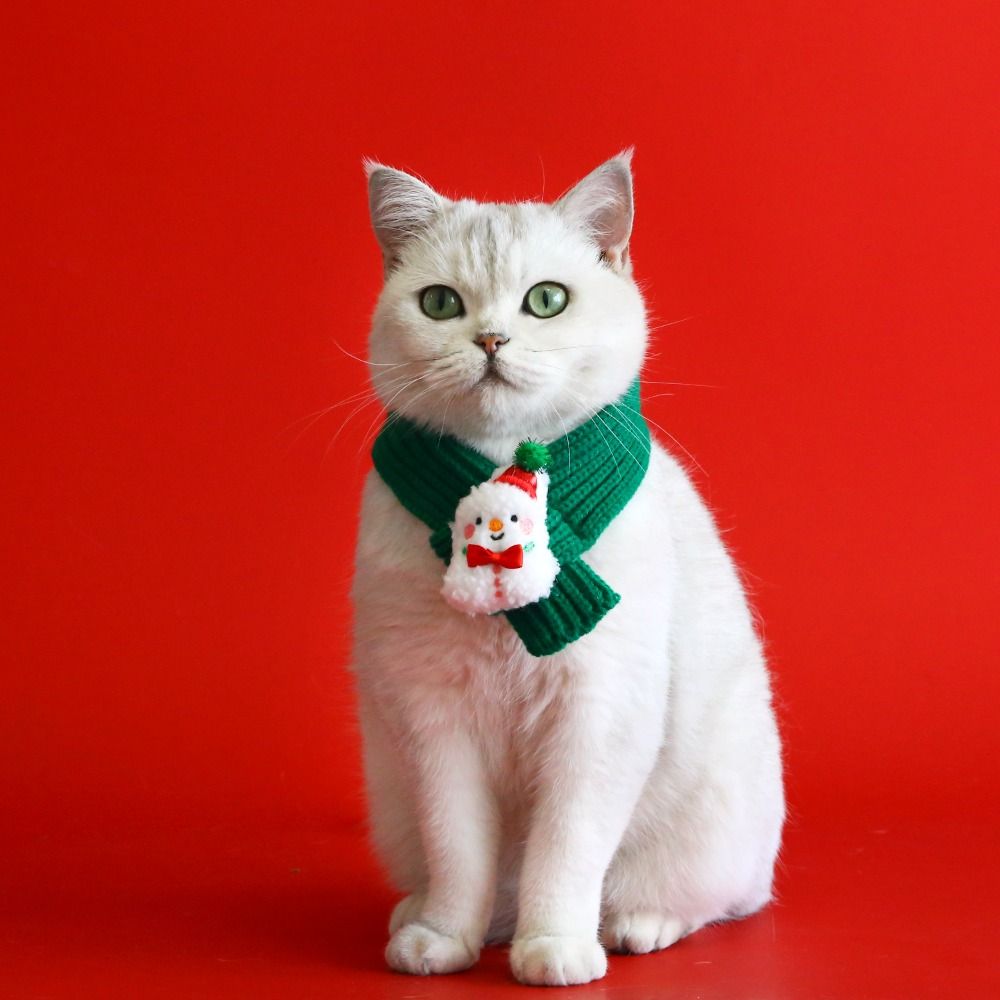 Pet Christmas Scarf Cat Dog New Year Warm Scarf Pet Winter Knitted Scarf Cat Collar Puppy Accessories