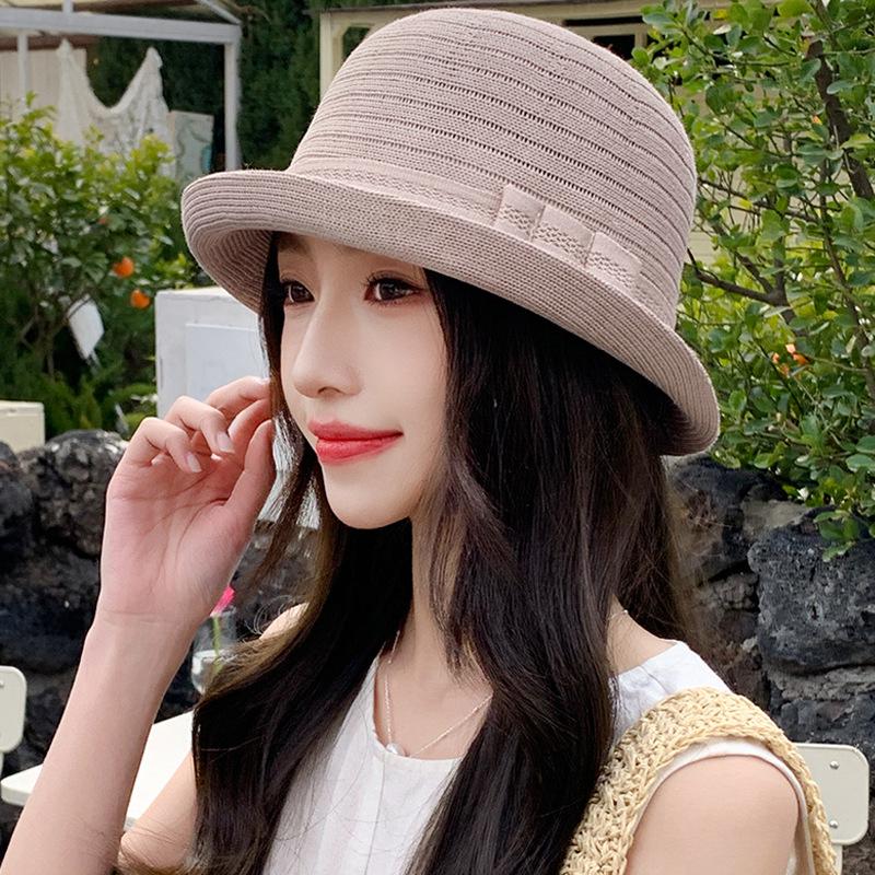 Летняя шляпа женская солнцезащитная шляпа-ведро темпераментная вязаная универсальная шляпа от солнца