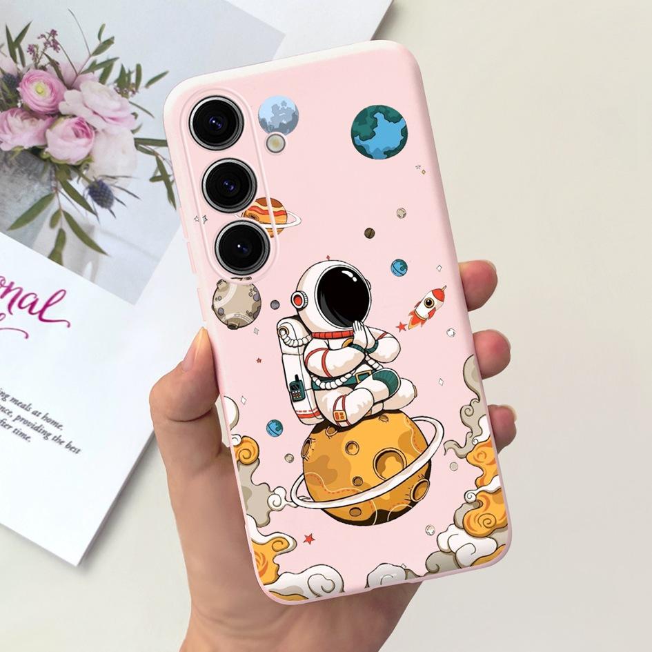 Чехол для Samsung Galaxy S24 Plus Милый Желтый Утенок Астронавт Матовый Силиконовый Мягкий Чехол для Samsung S 24 S24 Ultra S24+ 5G Funda