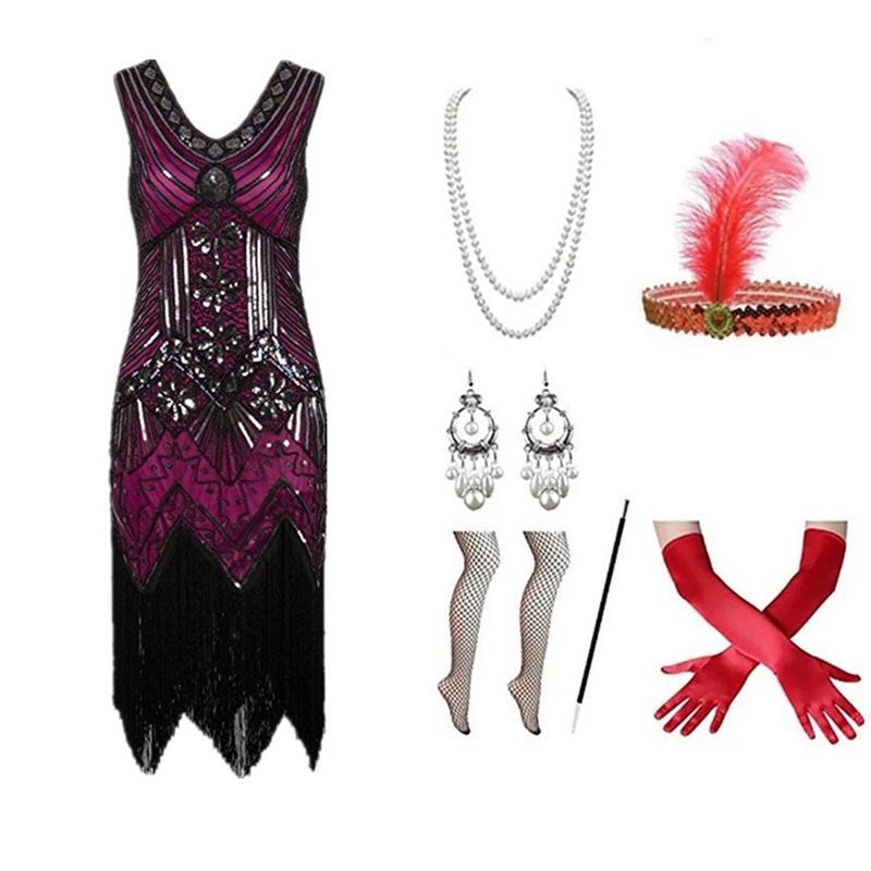 1920s Gatsby-Inspired Beaded Sequin Fringe Dress - Retro Evening Style for Women