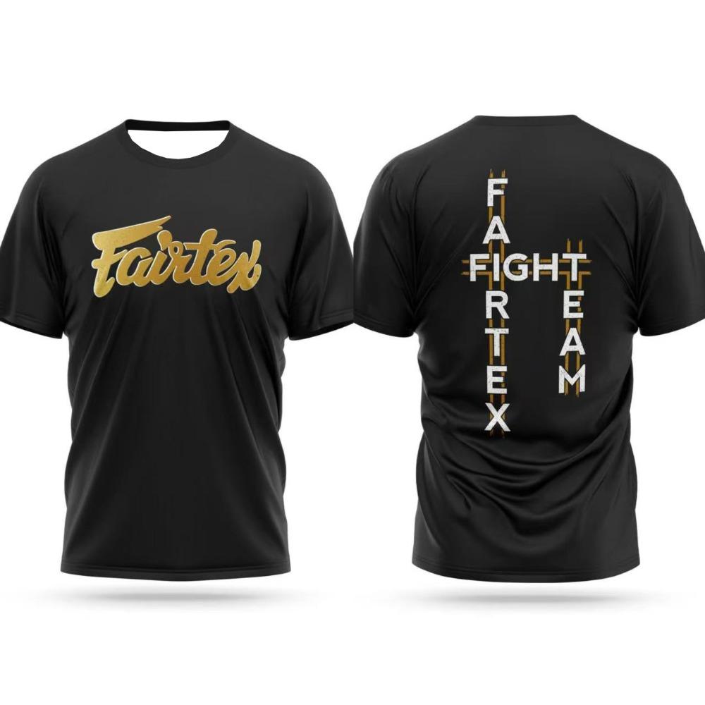 Мужская хлопковая футболка Боевой костюм Fairtex с принтом Спортивная удобная дышащая свободная с коротким рукавом Женский топ