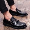 New Men Tassel Shoes PU Black Thick Soled Wear Resistant Leather Shoes High Quality Le Fu Shoes Size 38-46 Men Shoes