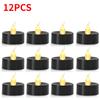 12/1PCS LED Electronic Candles Black Flameless Battery Operated Candle Lamps Halloween Xmas Wedding Party Decoration Lighting