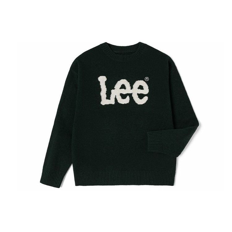 Lee Letter Logo Printed Round Neck Pullover Knit Sweater Men sweater Dark-Green LUT006381203160A04821