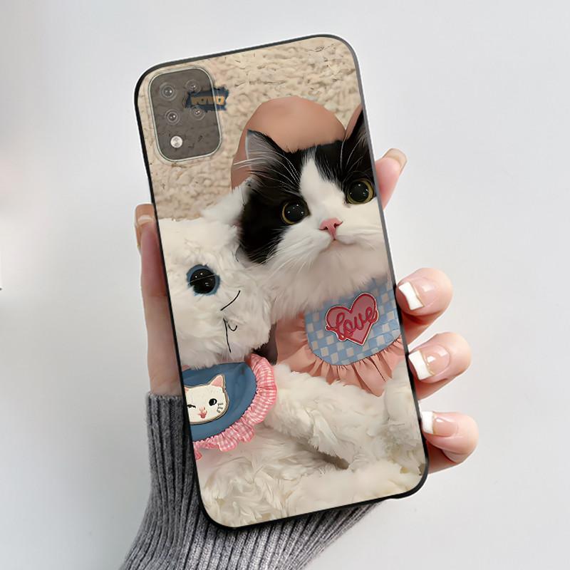 Милый Чехол Для LG K42 Capa LG Q52 Fundas LG K52 Coque LG K62 Печатный Корпус Защитная Крышка Мягкий Силикон Мультяшный Черный Корпус