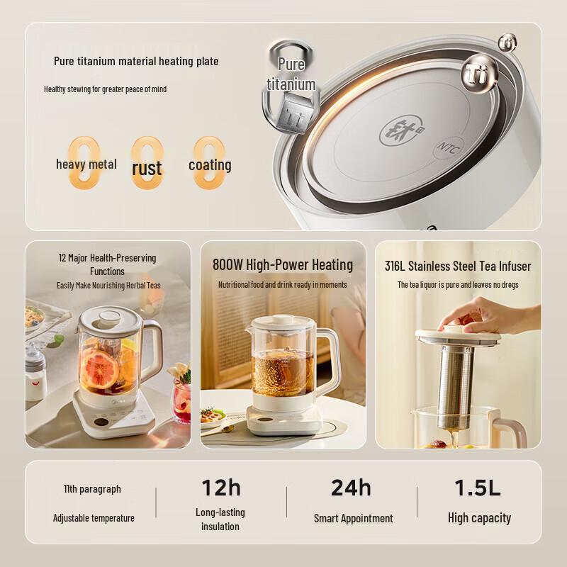 Midea 1.5L Pure Titanium Health Pot with 12 Menus & Precise Temperature Control