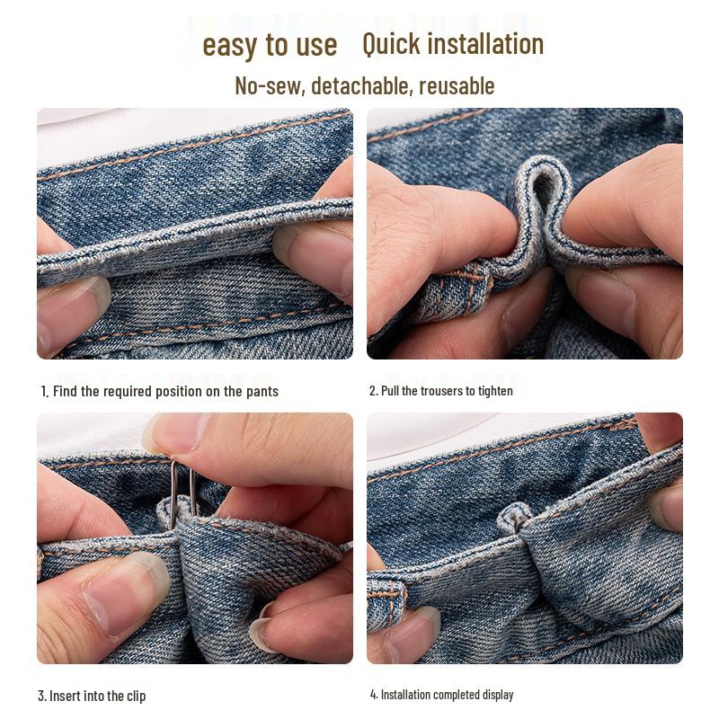Регулируемый зажим на талии: Инструмент для укорачивания брюк и уменьшения талии без шитья и гвоздей