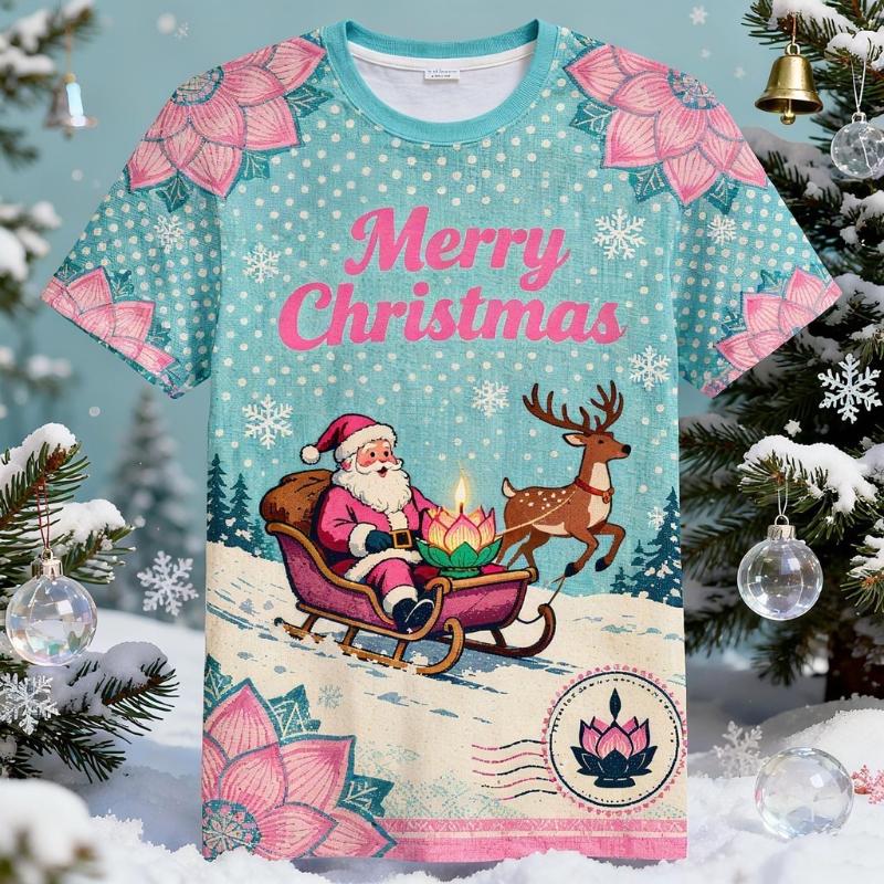 Детские футболки с новогодним принтом Санта-Клауса, с круглым вырезом, детские, унисекс, удобные, модные, топ, с коротким рукавом