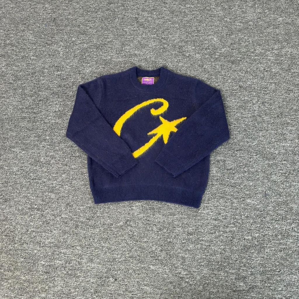 Модный шерстяной кардиган на молнии Corteiz - Американский ретро уличный хип-хоп унисекс куртка