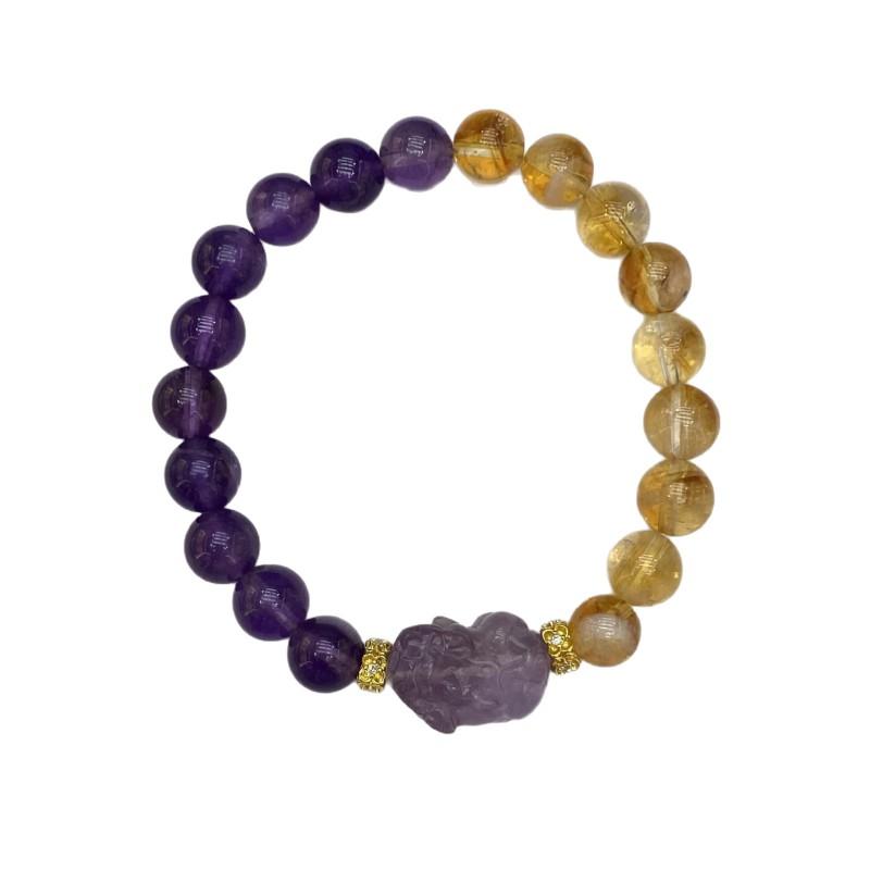 Natural Crystal Beaded Bracelet Women Amethyst Citrine Handmade Jewelry