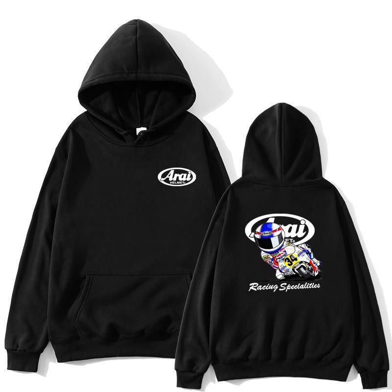 Mens Hooded Sweatshirt With Motorcycle Print - Loose Fit Cotton Blend Pullover Fall Casual Wear