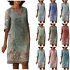Women's Summer Vintage Floral Print V-Neck Half Sleeve Dress Dresses