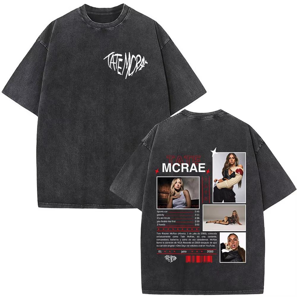Tate McRae So Close To What Album Tour Washed Tshirt Men Women Cotton Short Sleeve Summer Vintage T Shirt Tops Fans Gift