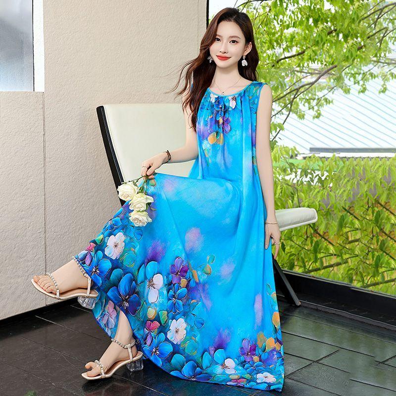 Бохо платье без рукавов большого размера, этническое летнее пляжное макси длинное платье, модное для отпуска