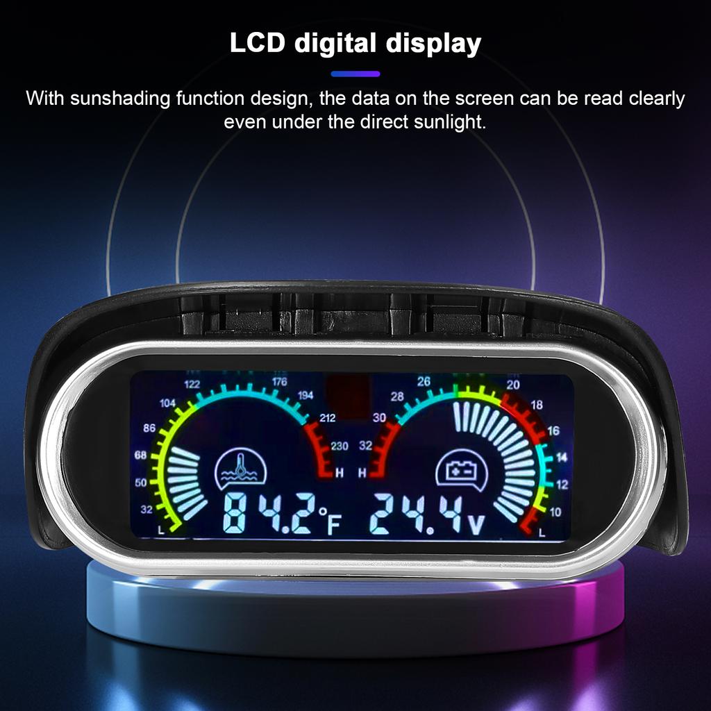 2 In 1 Universal Car Digital Gauge Water Temperature Voltage Gauge Voltmeter 936V with 18NPT